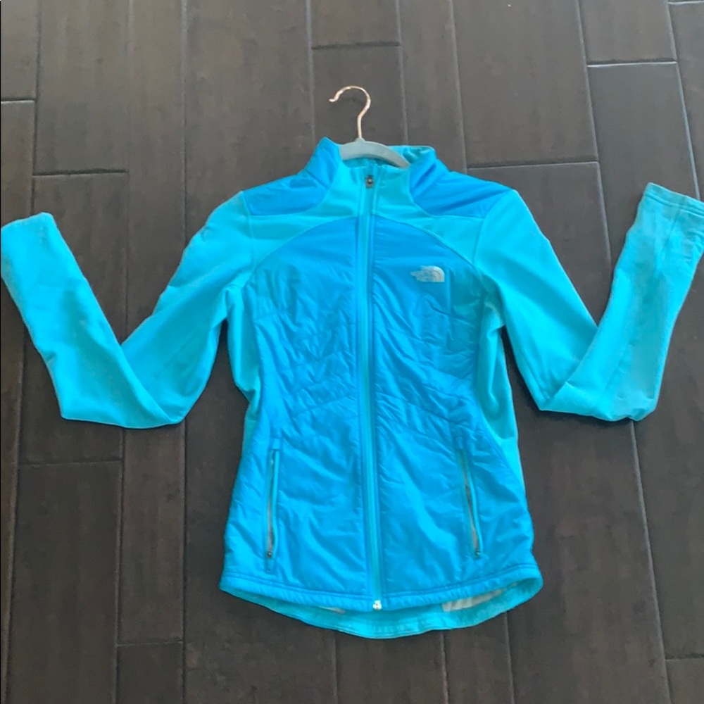 North face highlighter blue jacket